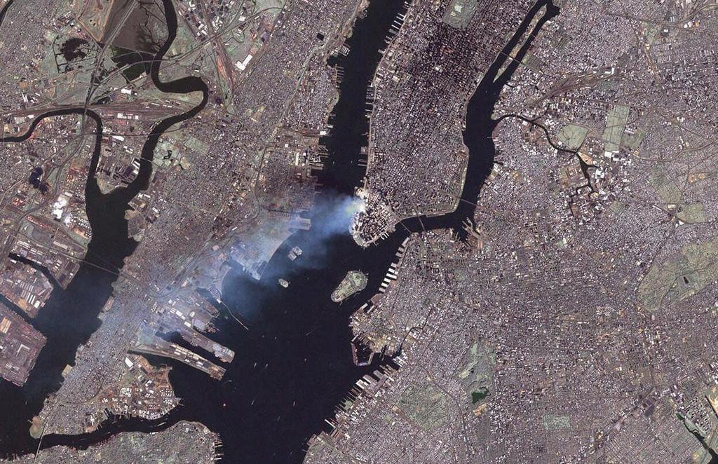 Smoke billows from the World Trade Center in lower Manhattan in this image taken by a U.S. Geological Survey satellite that flew over the region at about 9:30 a.m. on Tuesday, September 11, 2001 (Photo: AP)