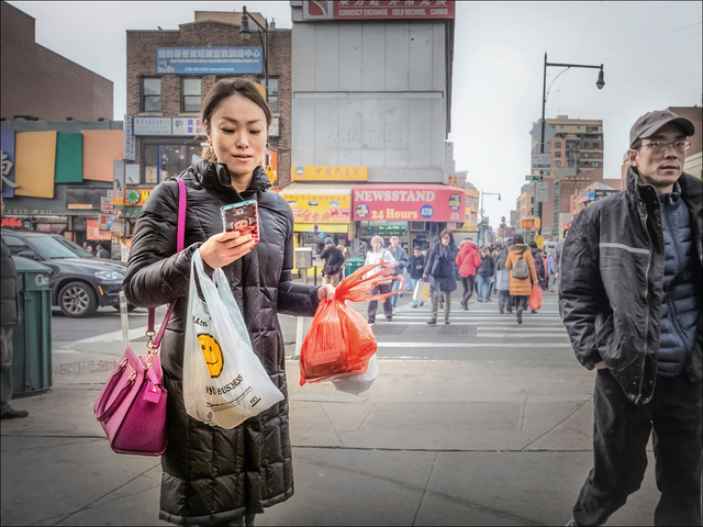 Flushing - Main Street Station, View at Street Level, Main Street at Roosevelt Avenue 2015.01.03