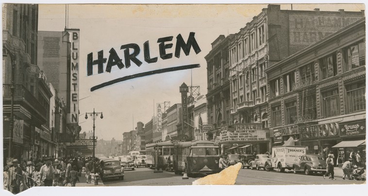 Old days in Harlem: West 125th Street looking west from Seventh Avenue